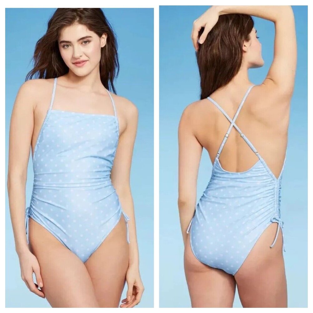 NEW Wild Fable Women's Side-Cinch Extra High Leg Cheeky One Piece Swimsuit XS